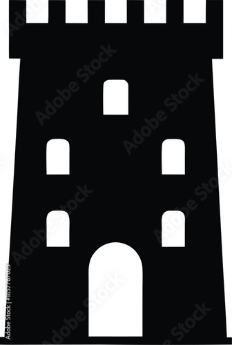 stone tower ireland line art vector illustration on transparent background