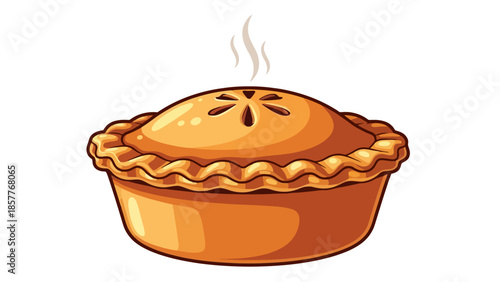 Hot Freshly Baked Pie with Steam Rising, a Delicious Dessert Illustration