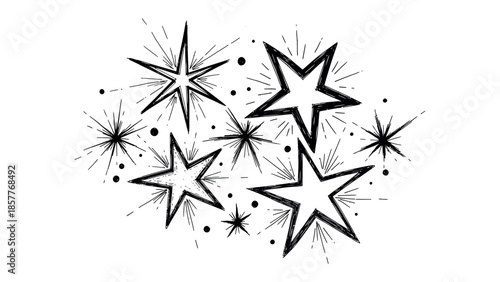 Cosmic Brilliance: An artistic ensemble of celestial stars explodes with radiating energy and mesmerizing patterns.