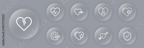 Vector illustration of a broken heart symbolizing emotional pain with various healing and support