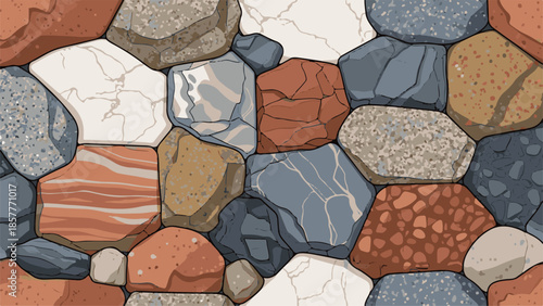 Rough old stone wall texture featuring a gray rock pattern and weathered granite construction material for an architectural background backdrop