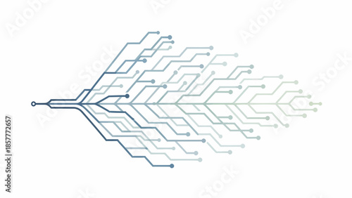 Complex Circuit Board Design Illustrated in Blue and Green Hues
