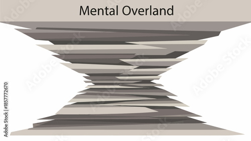 Abstract Mental Landscape with Layered Geometric Shapes and Converging Lines