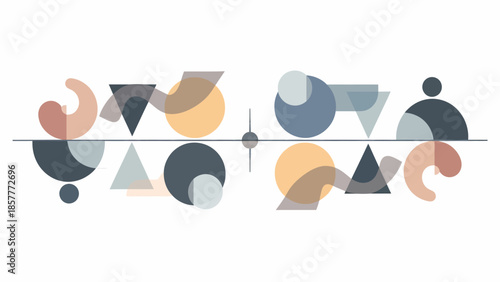 Geometric shapes in a symmetrical composition on a clean white background