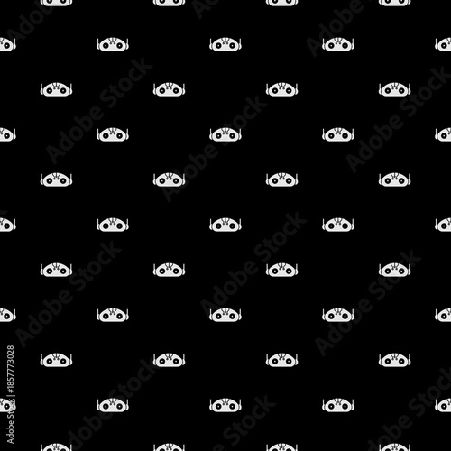 Smart AI robot seamless pattern isolated on black background