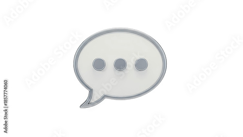 3D Chat bubble with ellipsis icon on transparent background