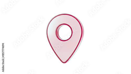 3D Red and White Map Pin Icon with Transparent Background