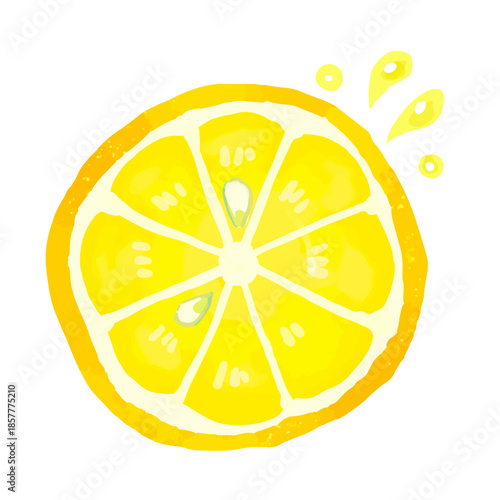 手描きのかわいい輪切りレモンのイラスト1