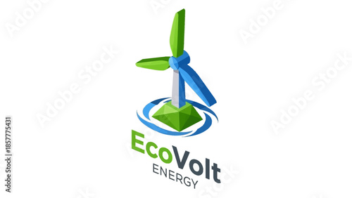 EcoVolt Energy logo with wind turbine and green energy concept
