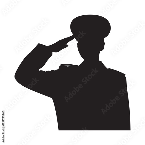 A silhouette of a military figure offering a formal salute displaying respect and honor