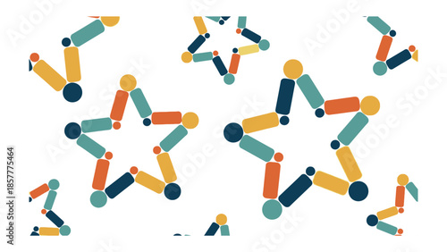 Abstract Starry Composition: A vibrant abstract composition features stars, crafted from geometric shapes and colorful elements, arranged to create a visually dynamic and engaging pattern.