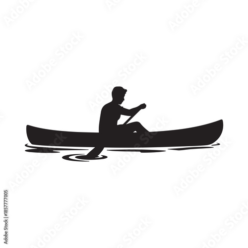 Silhouette of a person paddling a canoe on calm water a peaceful outdoor scene