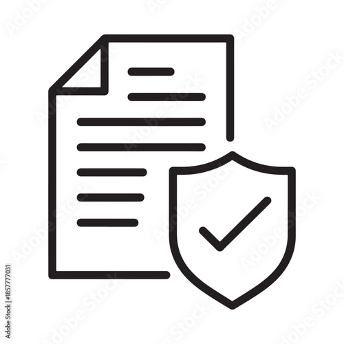 Document security with shield icon representing data protection privacy and safe information handling