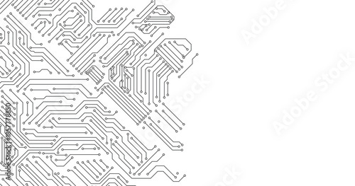 White circuit board pattern texture. High-tech background in digital computer technology concept.  abstract illustration.