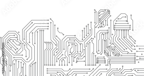 White circuit board pattern texture. High-tech background in digital computer technology concept.  abstract illustration.