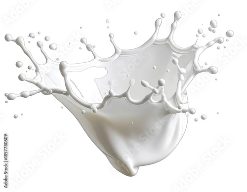 Artistic, high-speed capture of milk splash against a stark black background
