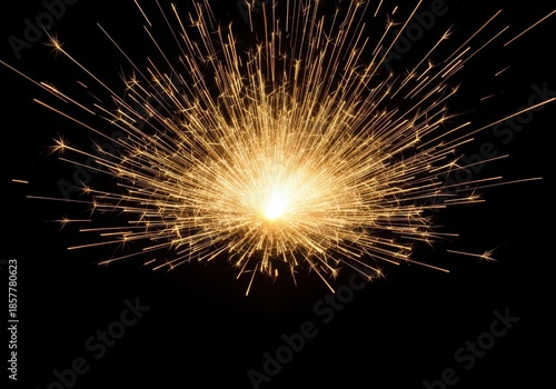 Wallpaper Mural Bright golden sparks exploding against a dark background during a festive holiday celebration welcoming the beginning of the new year, sparkler, greeting, event Torontodigital.ca