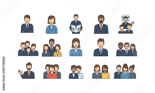 Set bundle employee appreciation day business and team members icons