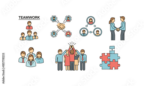 Teamwork cooperation collaboration set bundle employee appreciation day