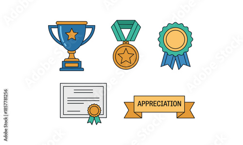 Vector Set Bundle Employee Appreciation Day Award Trophy Appreciation