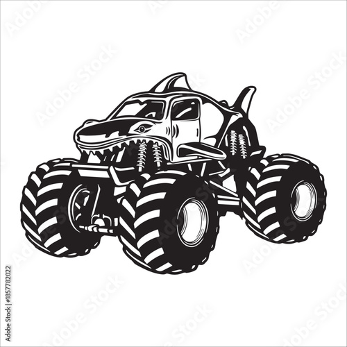 Shark Shaped Monster Truck Icon Design