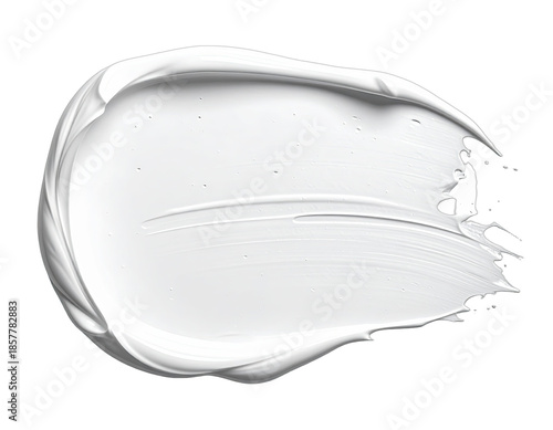 Close-up of a white textured paint smear with highlights, appearing on a black background