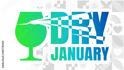 Dry January - banner, poster - vector illustration