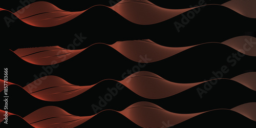 Abstract wave dynamic curve lines on transparent background. Digital energy waves technology concept
