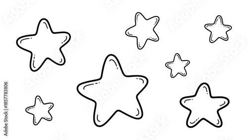 Starry Outline: A collection of charming, hand-drawn stars in an outline style, creating a sense of simple elegance. Each star boasts a rounded, approachable form.