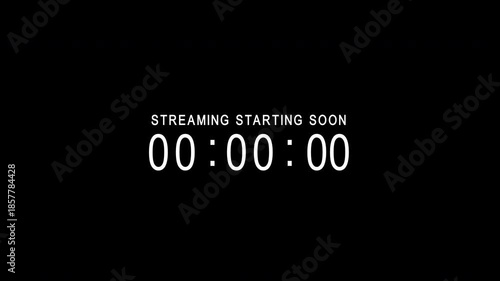 5 to 0 seconds, five second countdown with animated text streaming starting soon, 4k video on dark background
