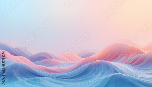 Vibrant ocean waves in pastel colors at sunset