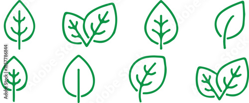 green line icon set vector illustration design nature icons collection 