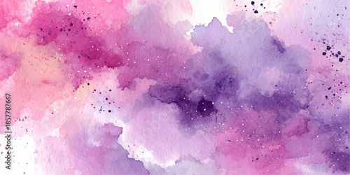 Soft purple floral watercolor background with delicate petals and glitter accents