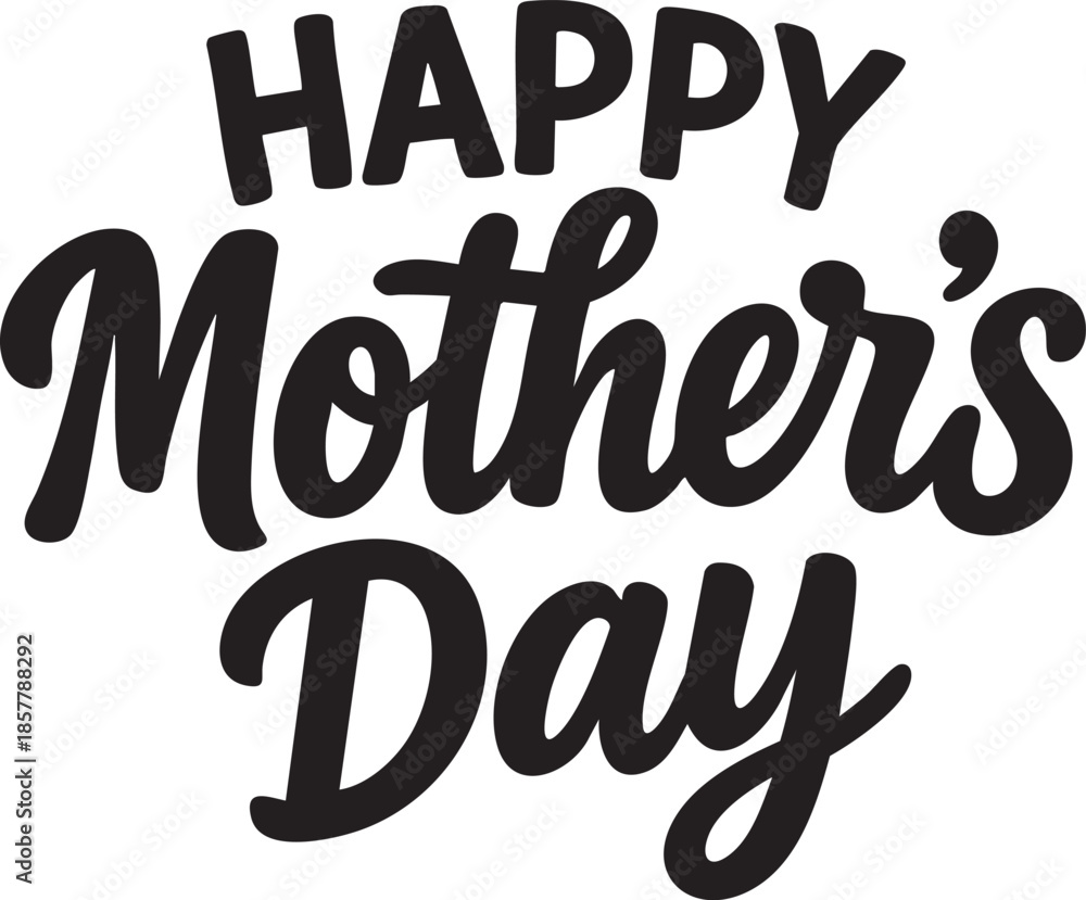 Naklejka premium Happy mother s day lettering design with a black graphic silhouette