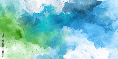 Abstract turquoise and bule watercolor art background Watercolour brush strokes.Pastel blue watercolor paint brush for wedding elements. artistic design templates for invitations