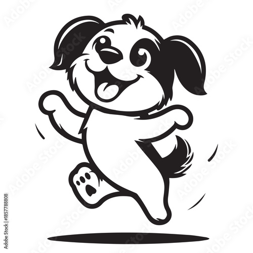 Puppy Dog Silhouette Vector | Black & White Pet Clipart