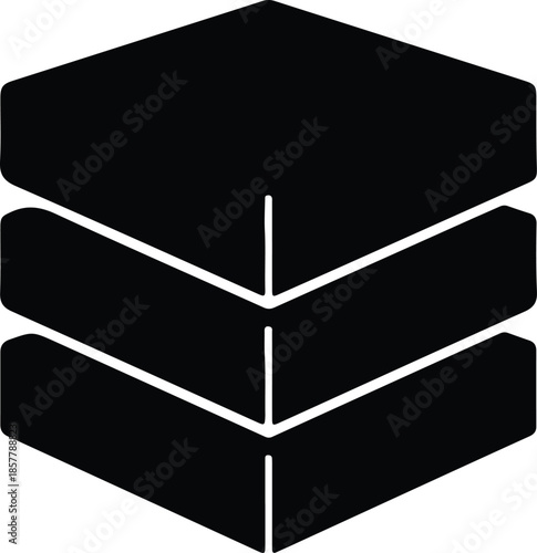 Silhouette Abstract Three Layered Stacked Isometric Shapes Icon Vector Illustration