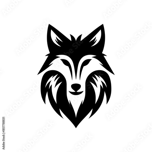 Stylized black and white fox head emblem or logo