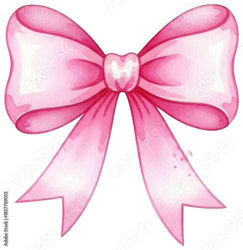 A delicately rendered, soft pink satin bow with a subtly textured surface and a charming, slightly ruffled appearance, gracefully arranged in a classic tied form, isolated on transparent background.