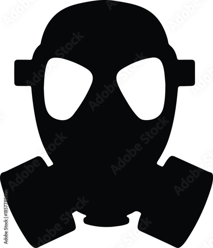 Silhouette Gas Mask Icon for Protection and Chemical Safety Vector Illustration