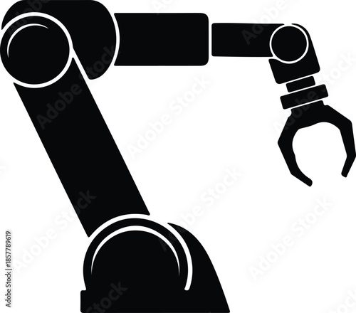 Silhouette Industrial Robotic Arm Automation Technology Production Concept Vector Illustration