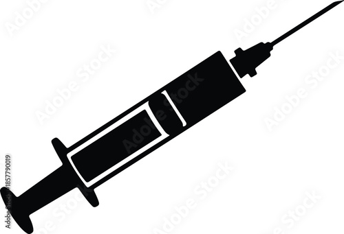 Silhouette Medical Syringe Needle Injection Health Care Icon Vector Illustration
