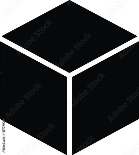 Silhouette Minimalist Geometric Cube Three Dimensional Shape Icon Vector Illustration