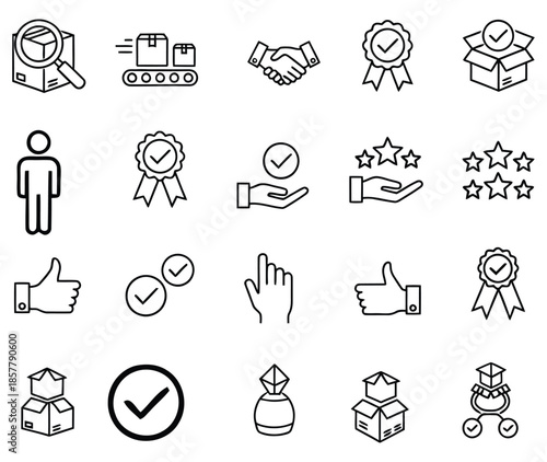 Collection of rating and approval icons for user feedback and reviews