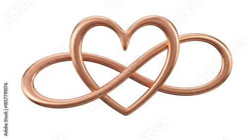 Interconnected heart and infinity symbol isolated on transparent background