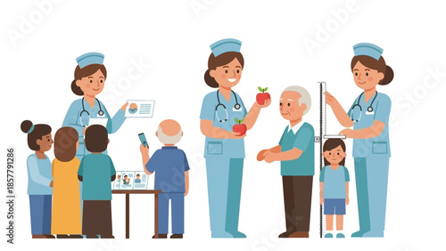 Nurses Interacting with Patients and Children.