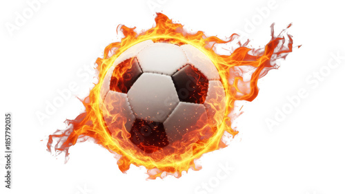 Fiery Soccer Ball: A dynamic and energetic soccer ball engulfed in flames, symbolizing passion, intensity, and the thrill of the game.