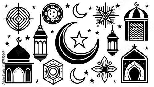 Ramadan icons collection Vector