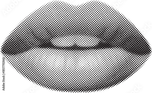 Beautiful Female Lips Halftone Black Vector Illustration Art Design