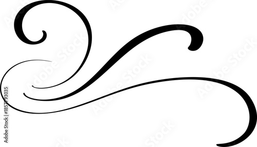 Swirl ornament divider, line vector style flourish. Vintage ornamental calligraphy Filigree curls